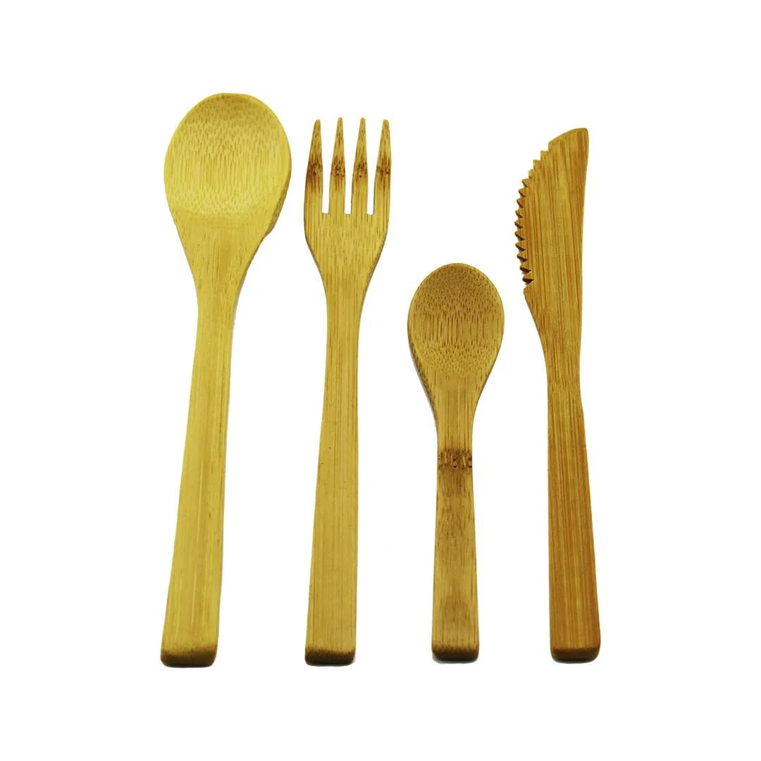4PCS Ahşap Bambu Mutfak Seti 2 Kaşık - Çatal - Bıçak — fotoğraf 1