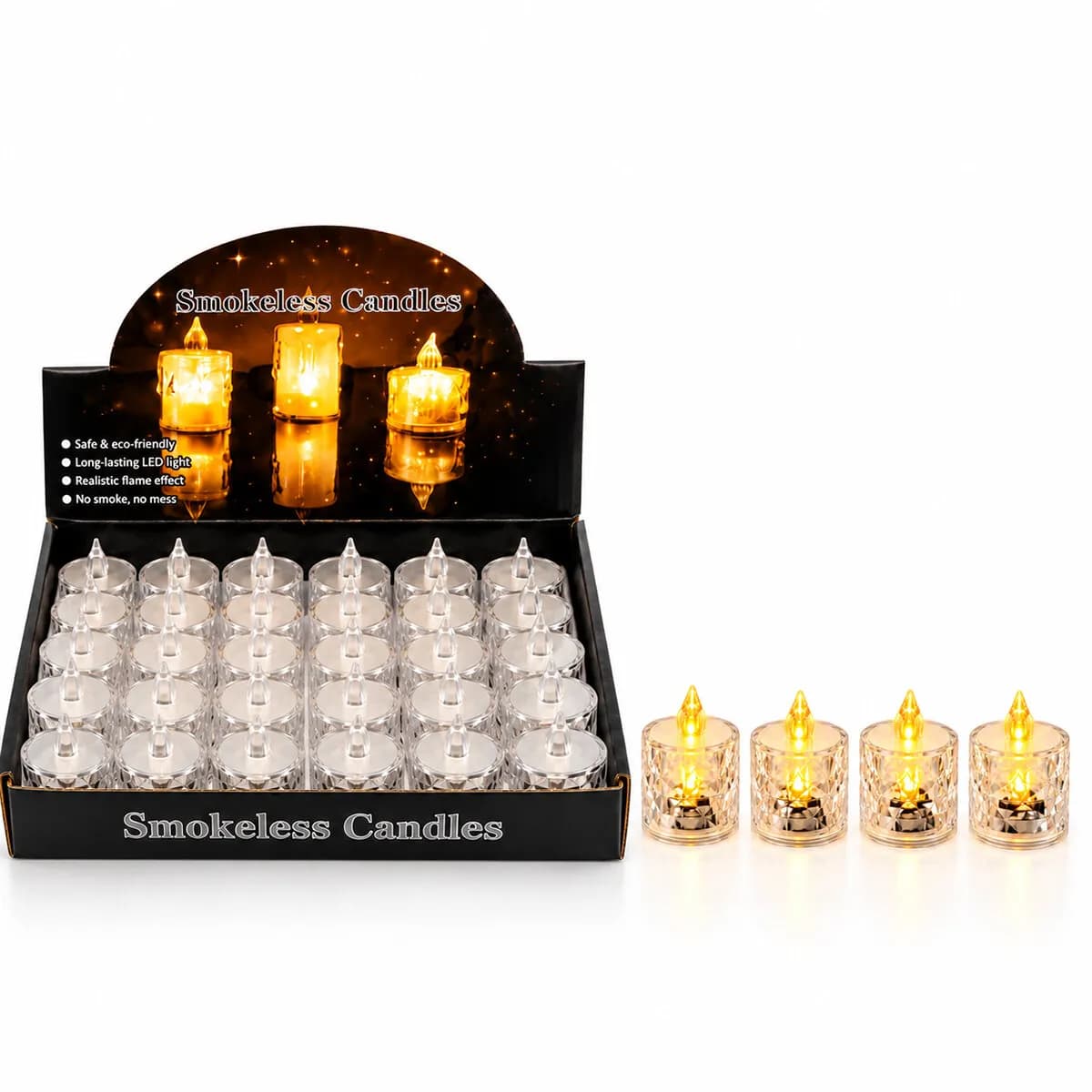 24 adet Küçük Boy Pilli Kristal Mika LED Mum Çap : 3,8 cm Yükseklik : 4,8 cm İ10-017 — fotoğraf 1
