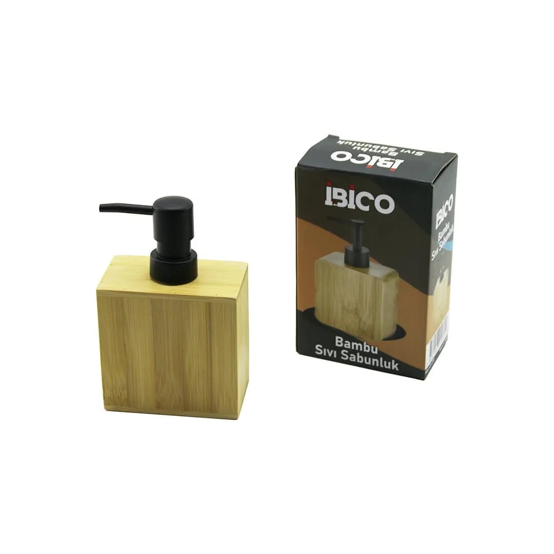 Dikdörtgen Ahşap Bambu Sıvı Sabunluk Siyah Plastik Pompa 5,8 × 9,9 cm - Y: 10 cm — fotoğraf 1