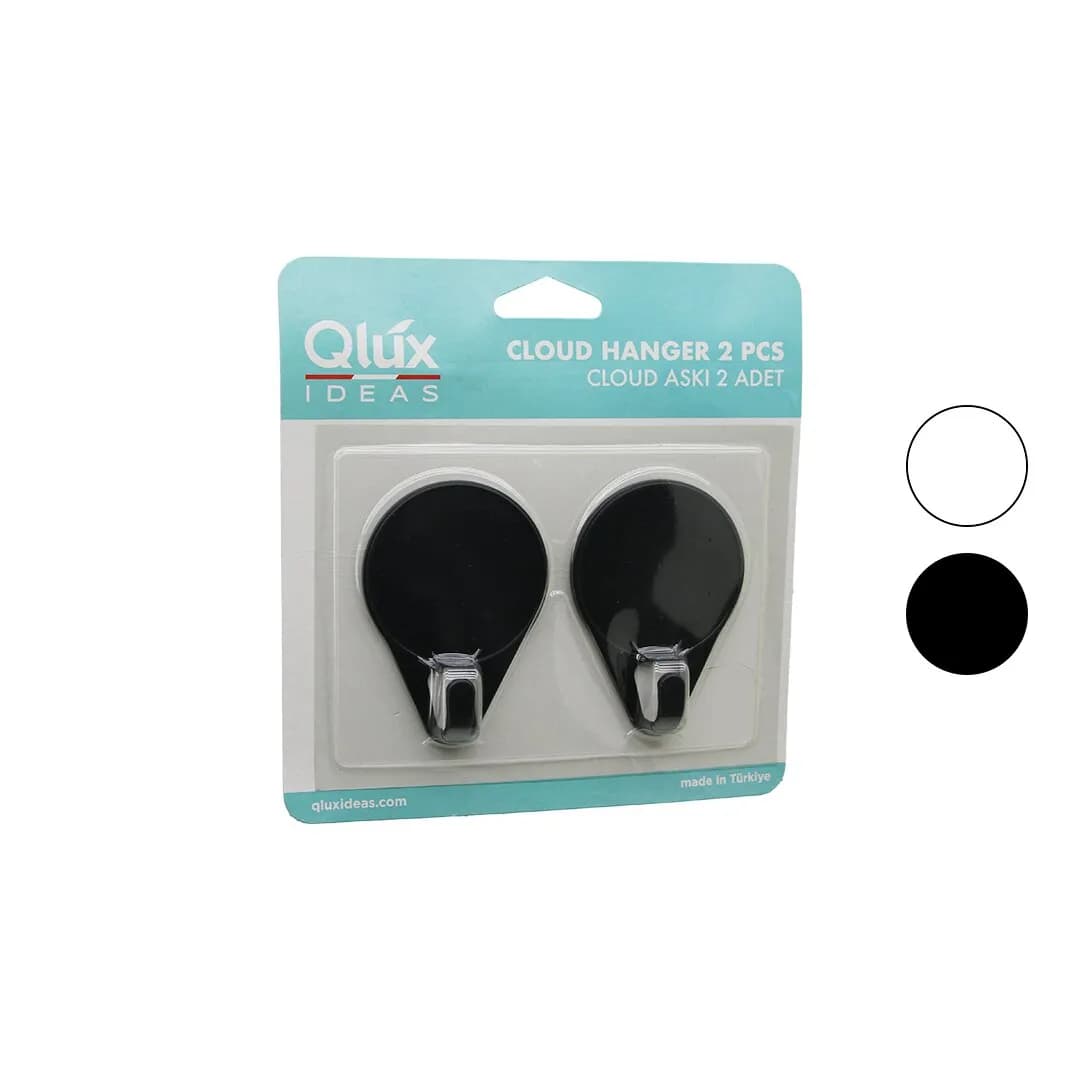 2PCS Cloud Askı Siyah - Beyaz Plastik Yapışkanlı Montaj — fotoğraf 1