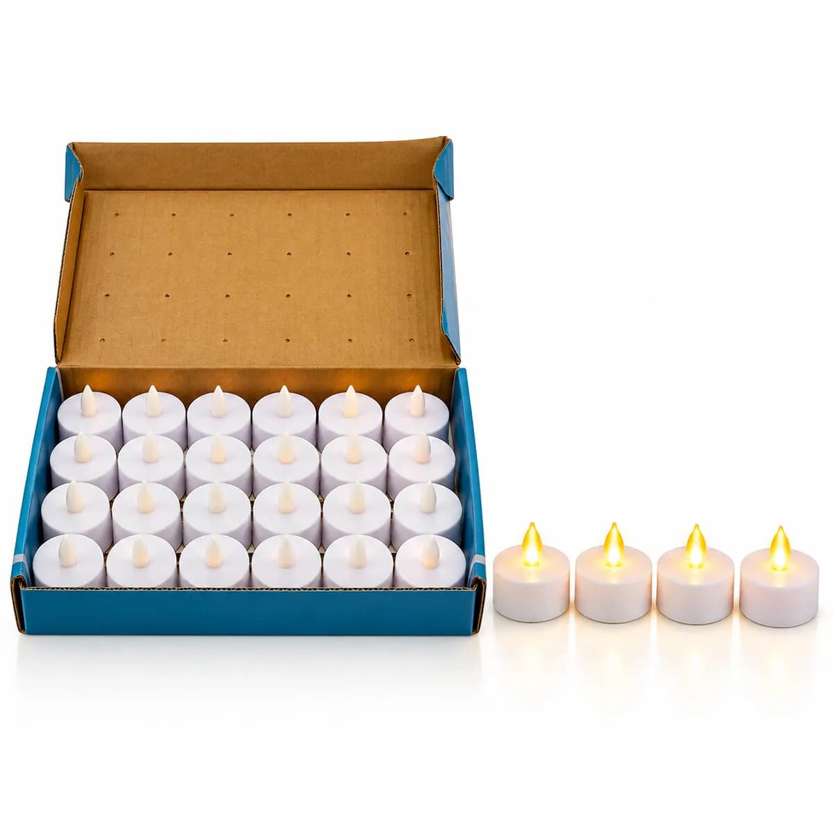 24 adet Pilli Yuvarlak - Beyaz Renkli LED Mum Çap : 3,7 cm Yükseklik : 3,5 cm İ10-024 — fotoğraf 1