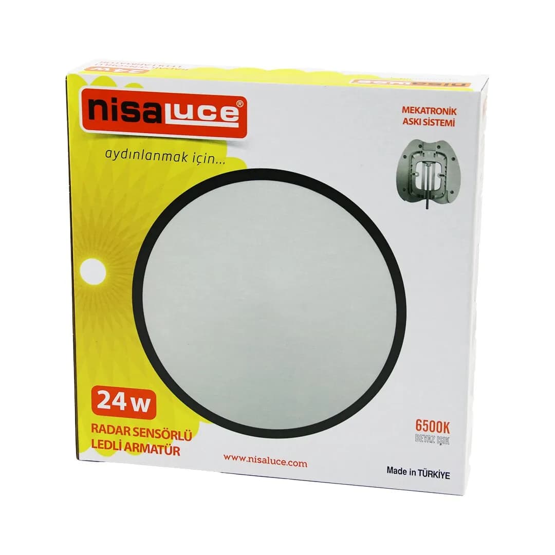 NİSALUCE EAMP-106/B 24 W RADAR SENSÖRLÜ LEDLİ ARMATÜR BEYAZ ÇERÇEVE MEKATRONİK ASKI SİSTEMİ 6500K - 2160Lm — fotoğraf 1