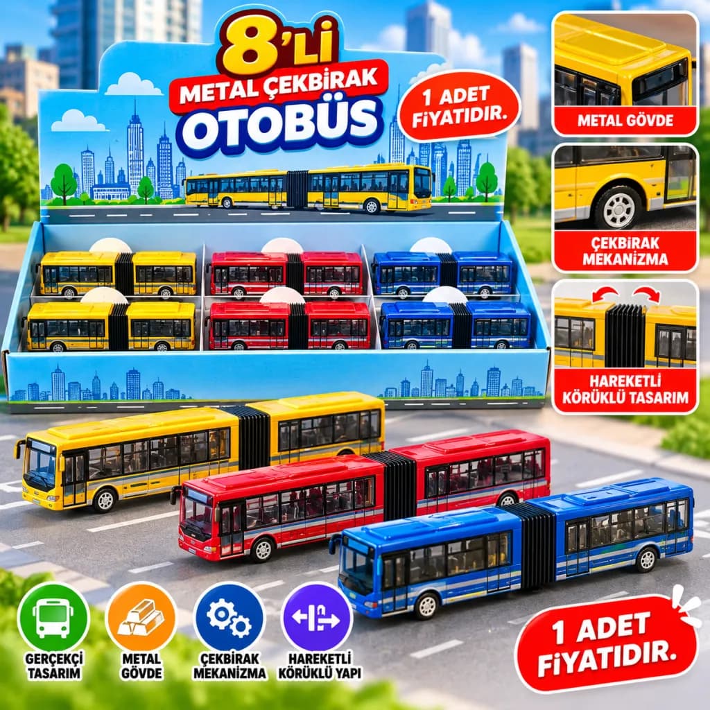 DMN1210-C55 Kutuda Metal Çekbırak Otobüs — fotoğraf 1