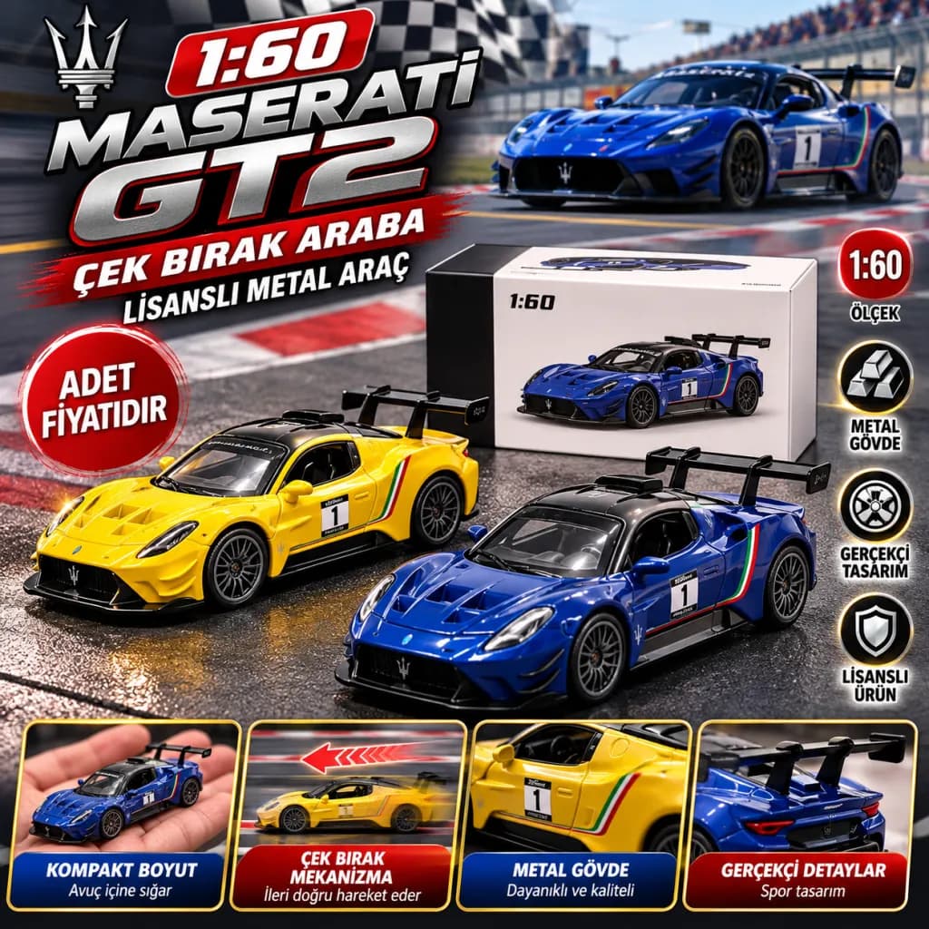 RW9160 1:60 GT2 Çek Bırak Araba Küçük Metal Araç — fotoğraf 1