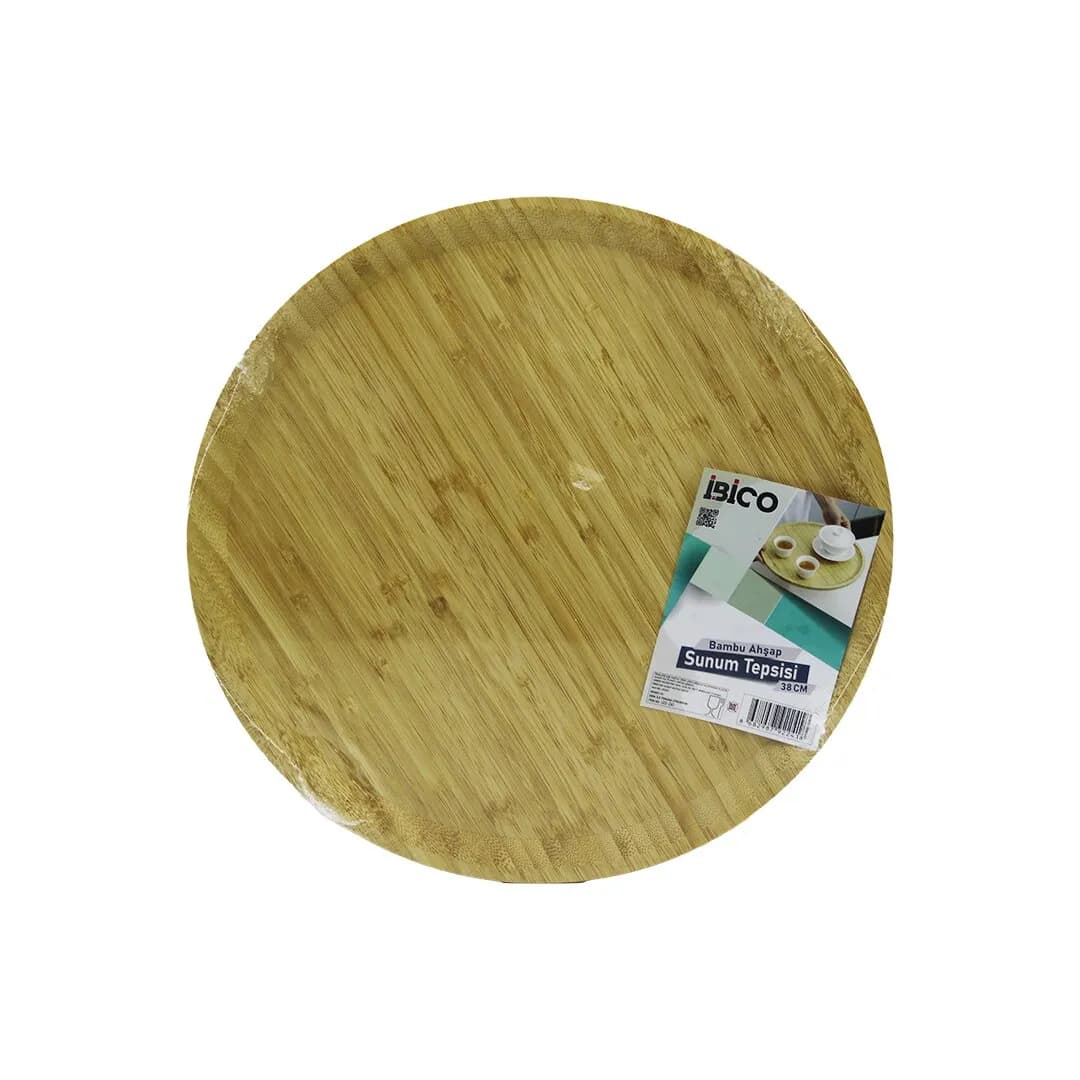 Yuvarlak Bambu Servis Tepsisi 38 cm — fotoğraf 1