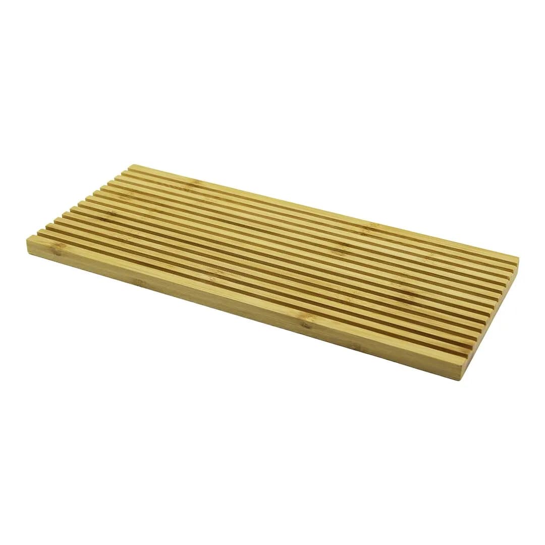 Dikdörtgen Çift Taraflı=düz - Dalgalı Oyuk Kanallı Ahşap Bambu Sunum Tepsi 17X39X1.5CM — fotoğraf 1