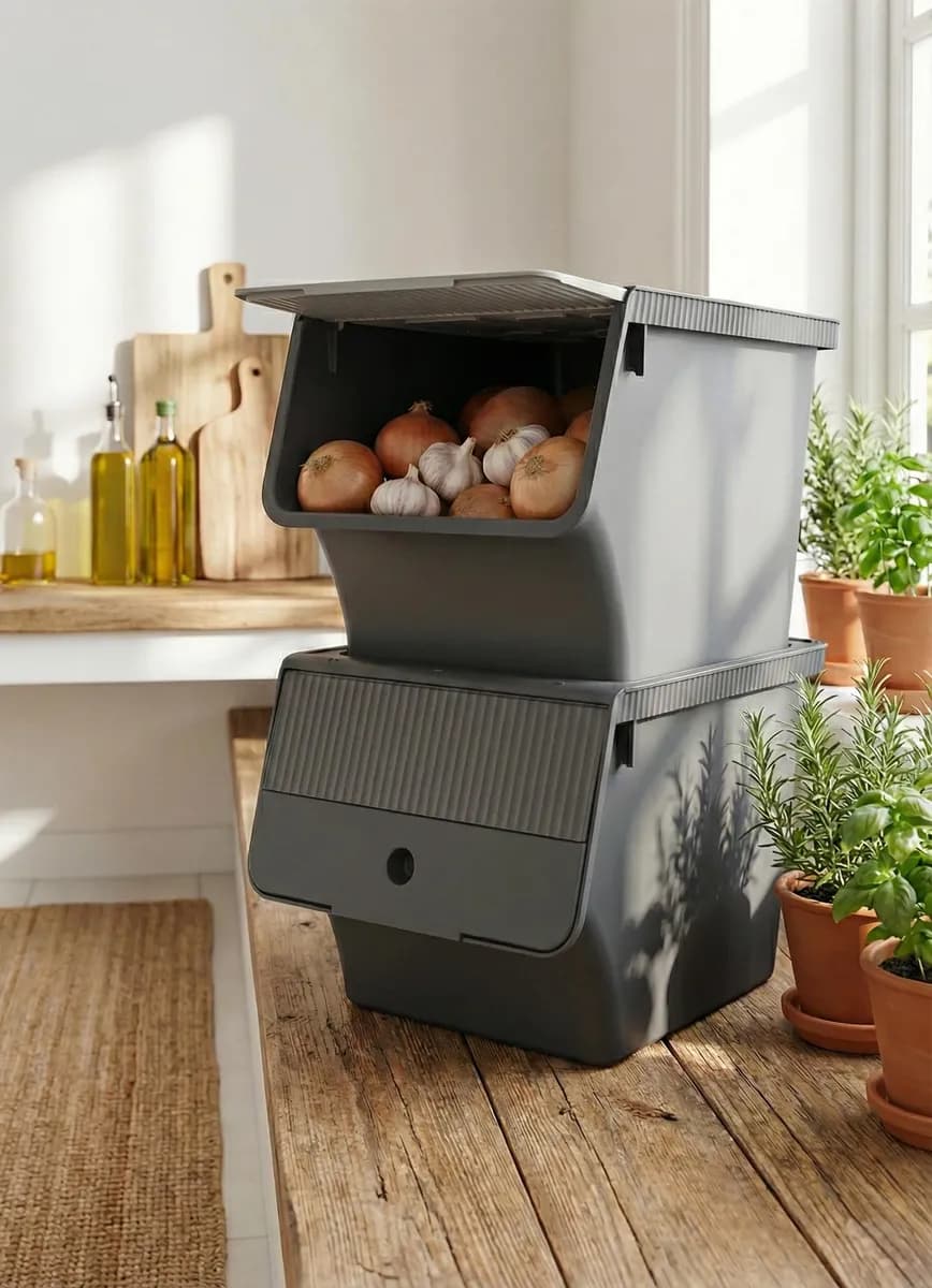Füme 33 LT Modubox Kayar Kapaklı Saklama Kabı & Patates Soğan Kovası & Erzak Kutusu — fotoğraf 1