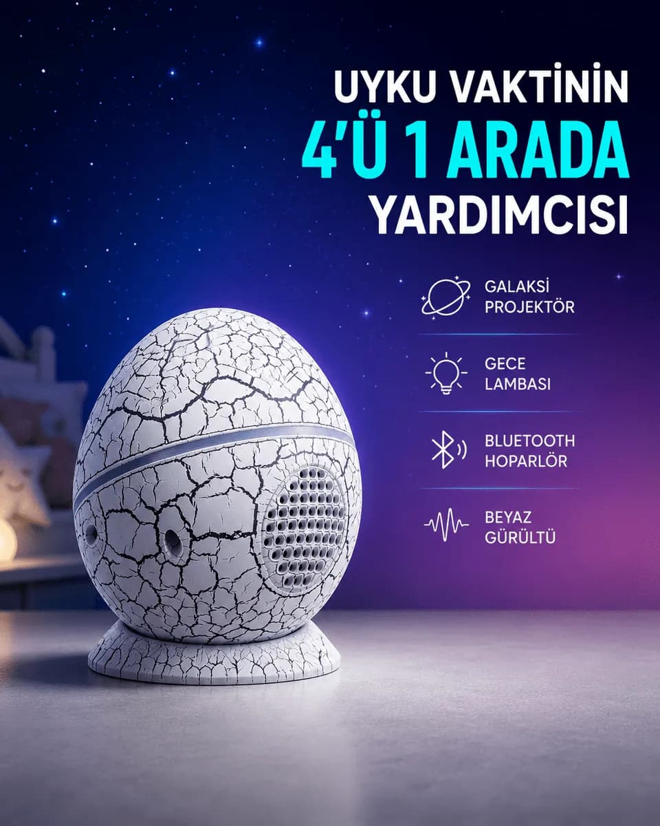 Dinozor Yumurtası Tasarımlı Gece Lambası – Müzik ve Işık Senkronizasyonlu — fotoğraf 1