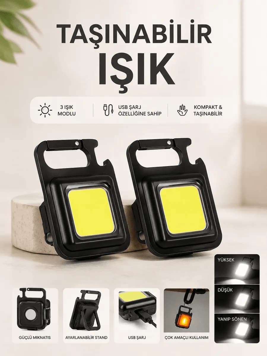Taşınabilir Işık 3 Işık Modlu Usb Şarj Özeeliğine Sahip — fotoğraf 1