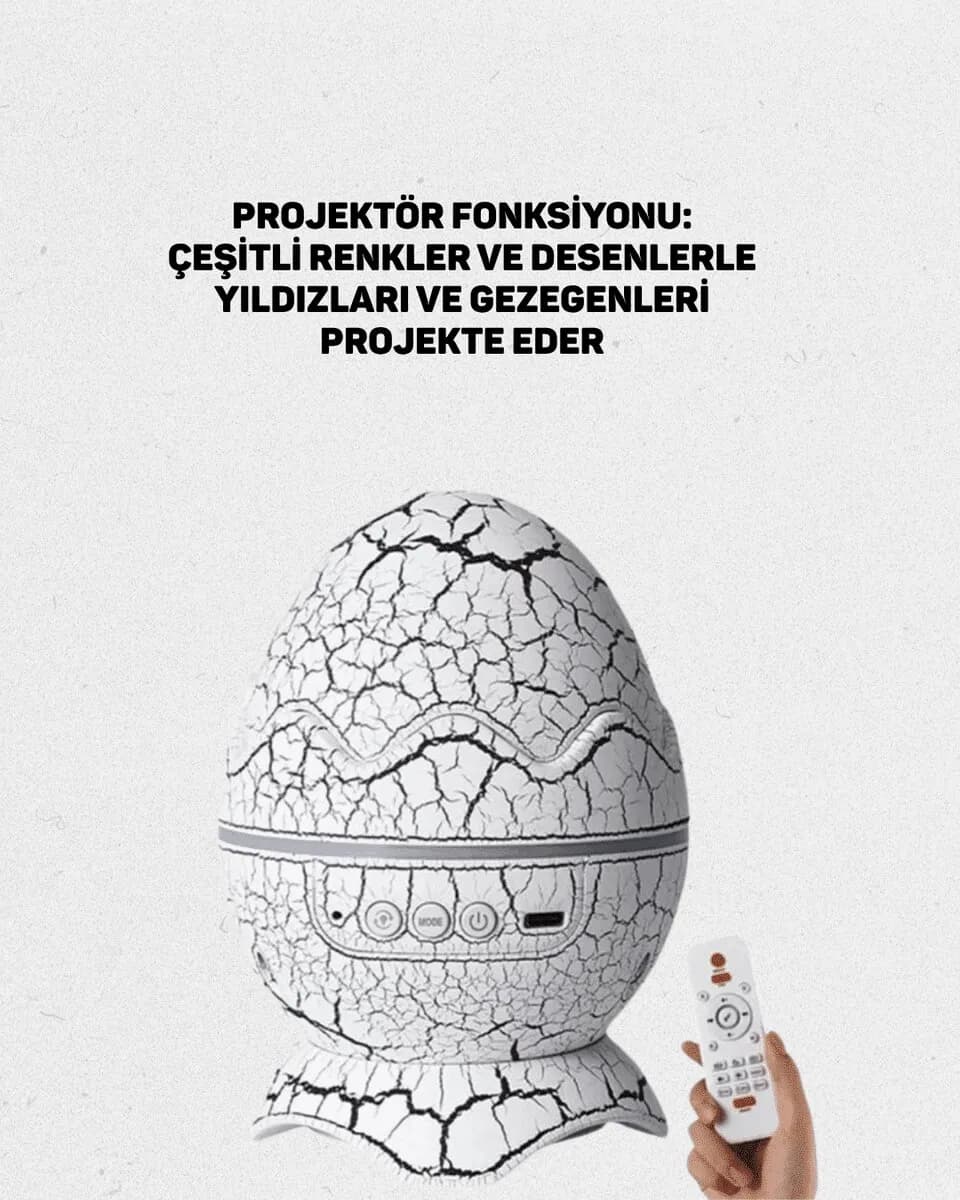 Dinozor Yumurtası Tasarımlı Projektörlü Gece Lambası — fotoğraf 1