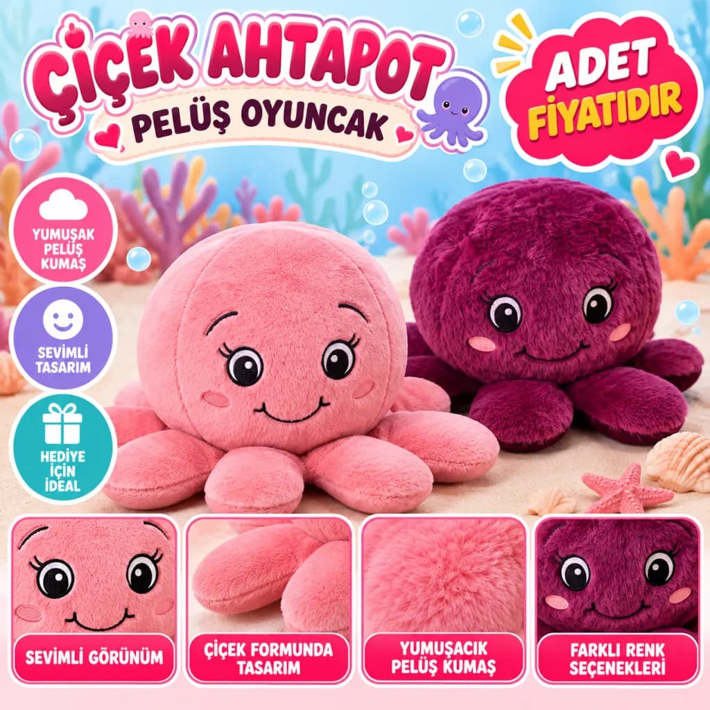 ÇİÇEK AHTAPOT PELUŞ OYUNCAK — fotoğraf 1