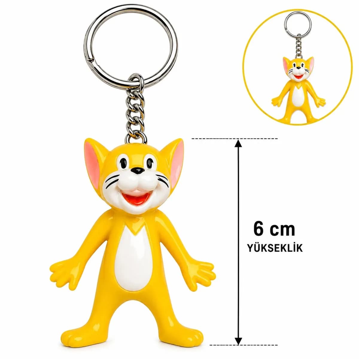 Sevimli Sarı Kedi Figürlü Anahtarlık 6 Cm — fotoğraf 1