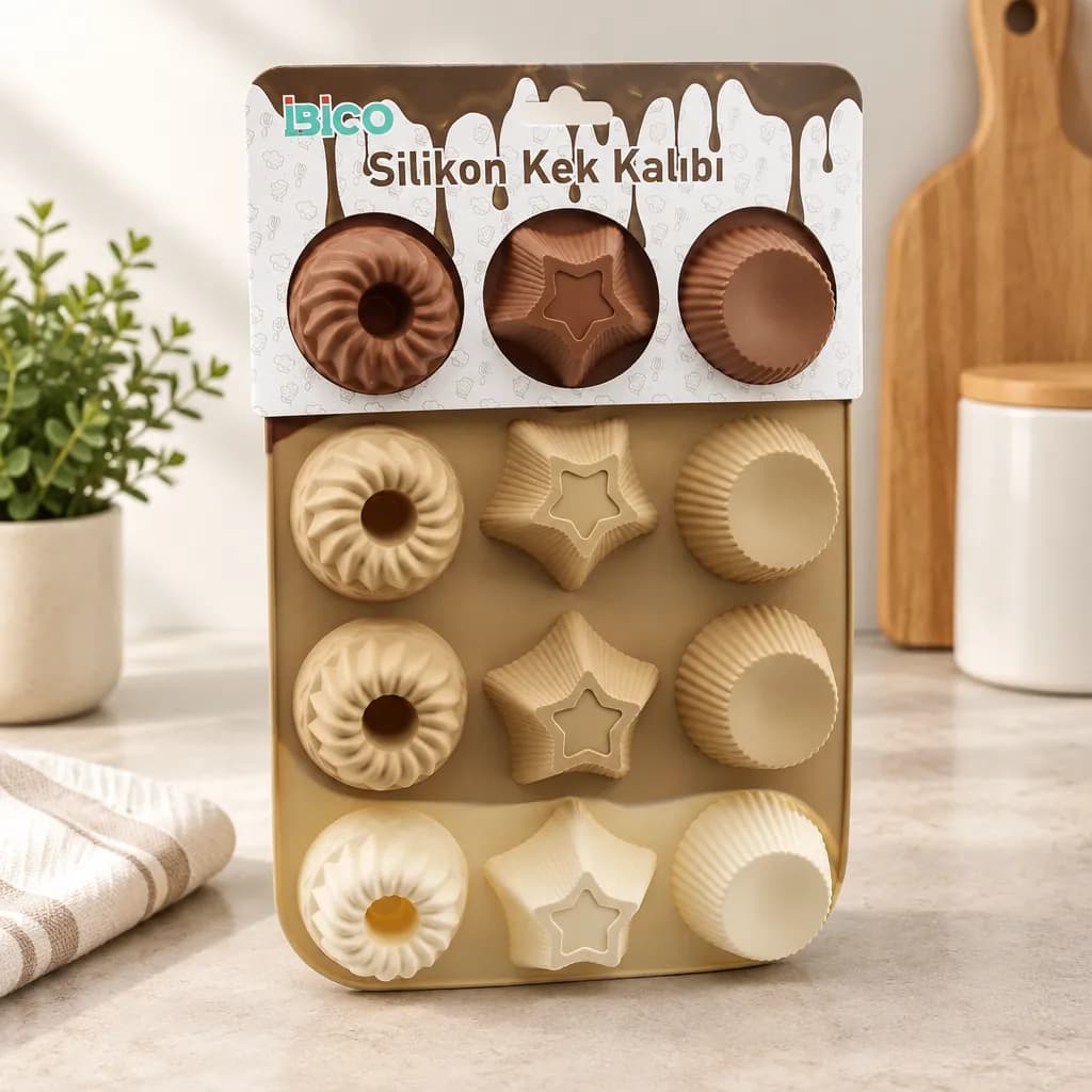 Silikon Muffin Kek Kalıbı Desenli — fotoğraf 1