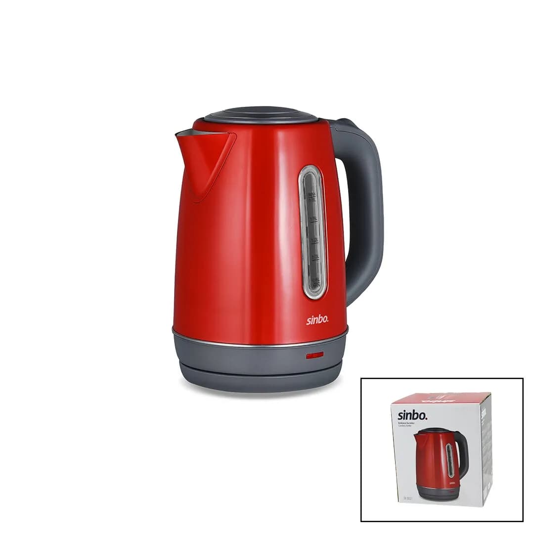 Kırmızı Çelik Kettle Su Isıtıcısı Kablosuz Kullanım 1.8LT 360 Derece Dönebilme Otomatik Kapanma SK-8031 — fotoğraf 1