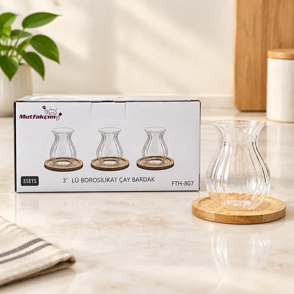Bambu Tabaklı Çay Bardağı — fotoğraf 1