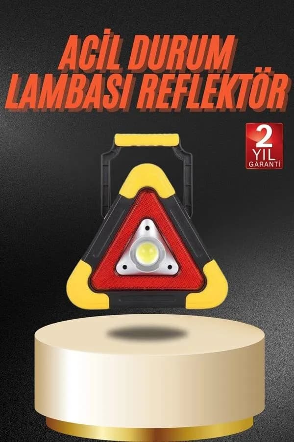 Işıklı İkaz Lambası Reflektör Şarjlı Işıklı Üçgen LED Acil Durum Feneri — fotoğraf 1