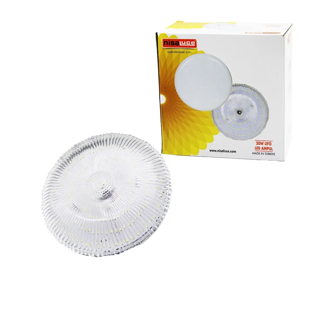 Nisaluce EAMP-020K/B Mika Kristal Camlı 20W Ufo Led Ampul BEYAZ=6500K — fotoğraf 1