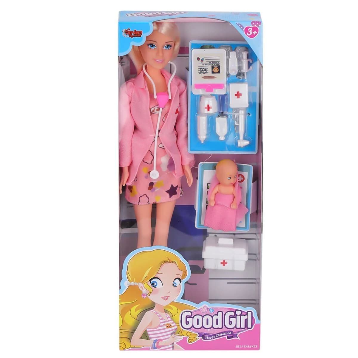 WG115225A Aksesuarlı Doktor Oyuncak Bebek 29 cm — fotoğraf 1