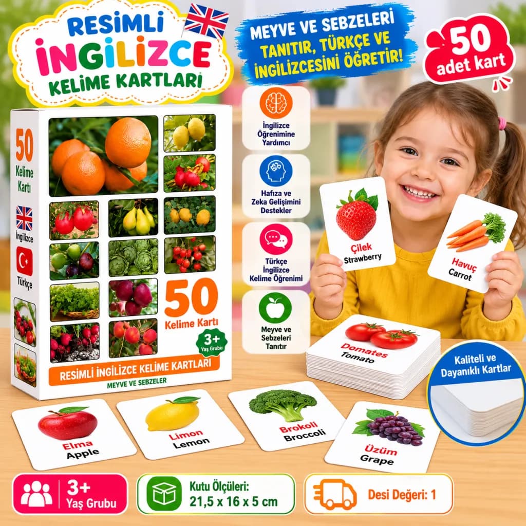LC7178 Meyve ve Sebze Temalı Kelime Kartları — fotoğraf 1