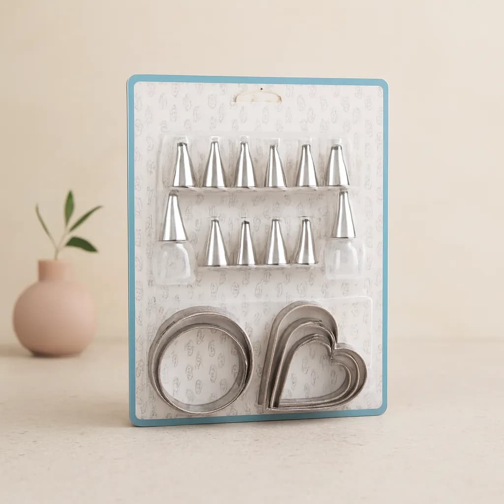 Metal Pasta Süsleme Uç ve Kurabiye Kalıbı Seti — fotoğraf 1