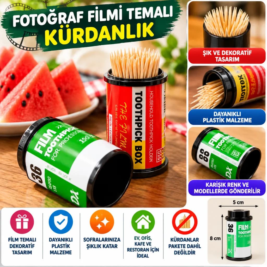 Dörtgen Fotoğraf Filmi Şeklinde Kürdanlık Kürdan Tutucu Kutu — fotoğraf 1