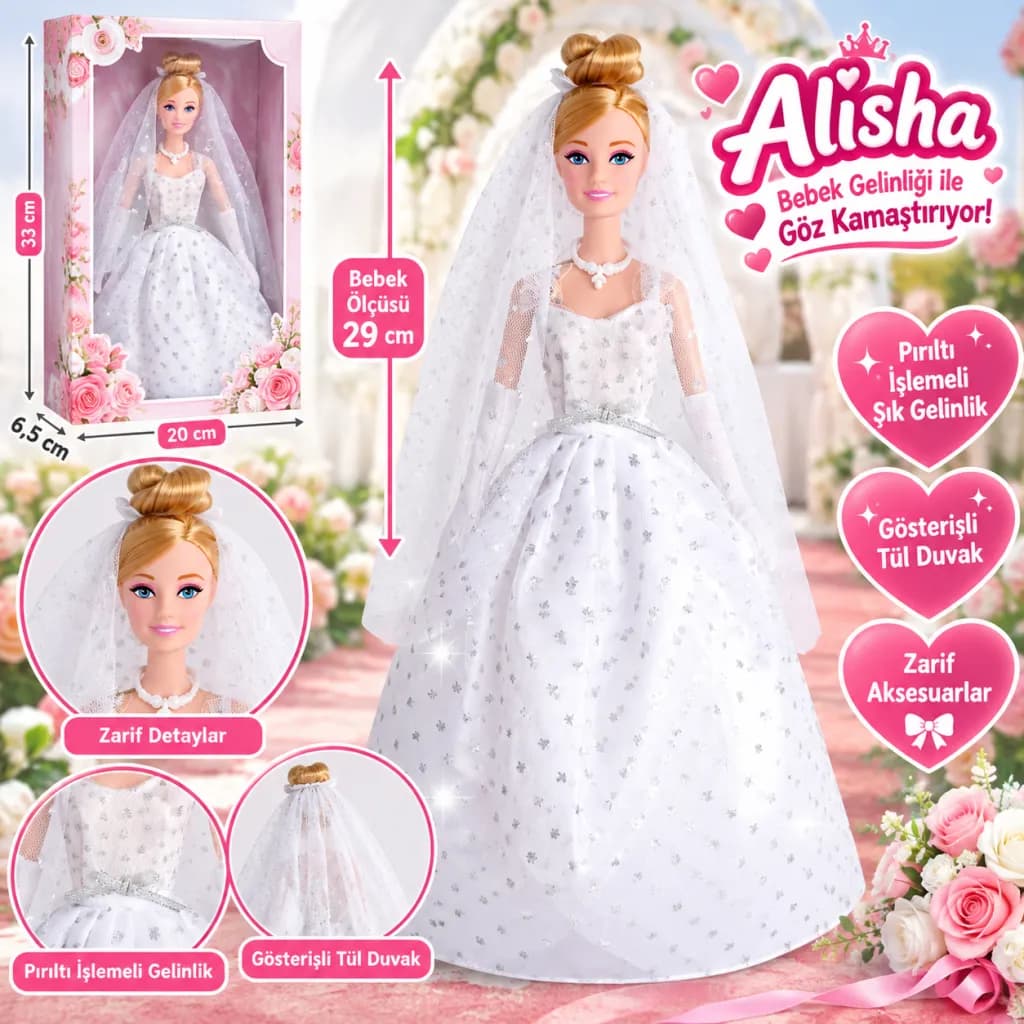3381 NessiWorld-RST-SIS-Gelinlikli Manken Bebek 29 cm — fotoğraf 1