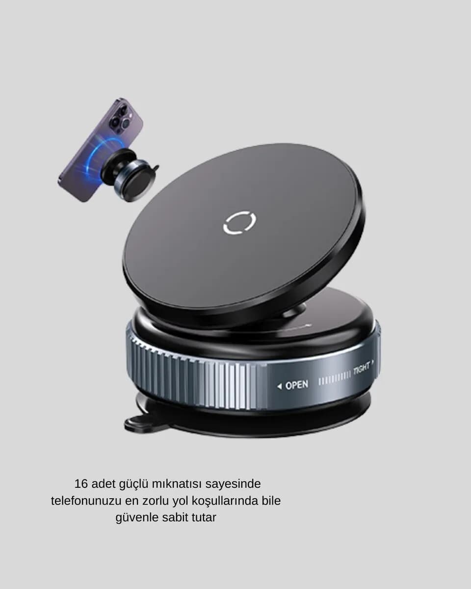 N52 Vakum Adsorpsiyonlu 360 Derece Manyetik Telefon Tutucu — fotoğraf 1