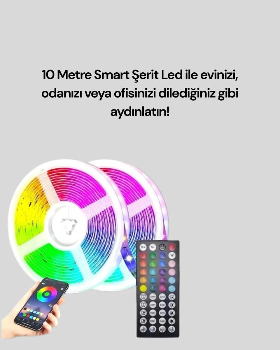 10 Metre Telefon Kontrollü Smart Şerit Led USB RGB Kumandalı — fotoğraf 1