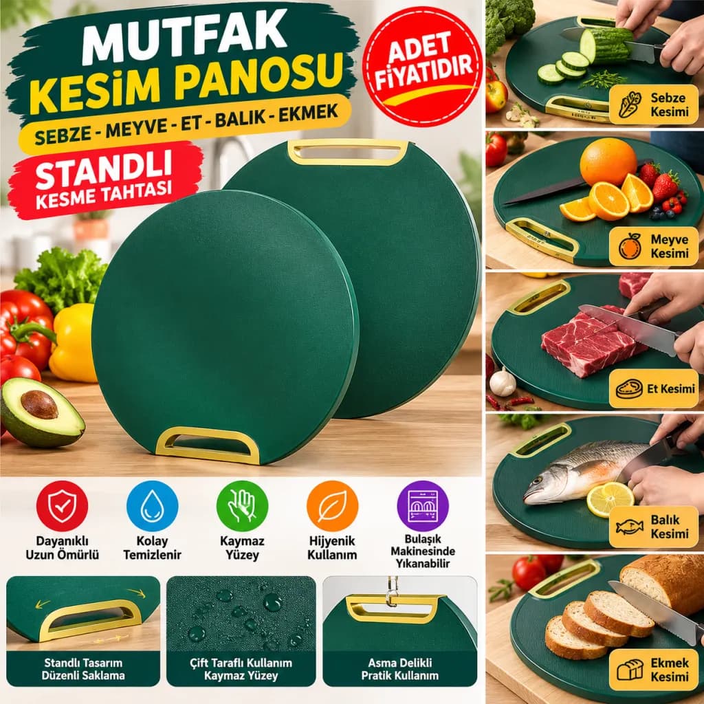 Mutfak Sebze,Meyve,Et,Balık,Ekmek Doğrama Kesme Tahtası Standlı Kesim Panosu — fotoğraf 1