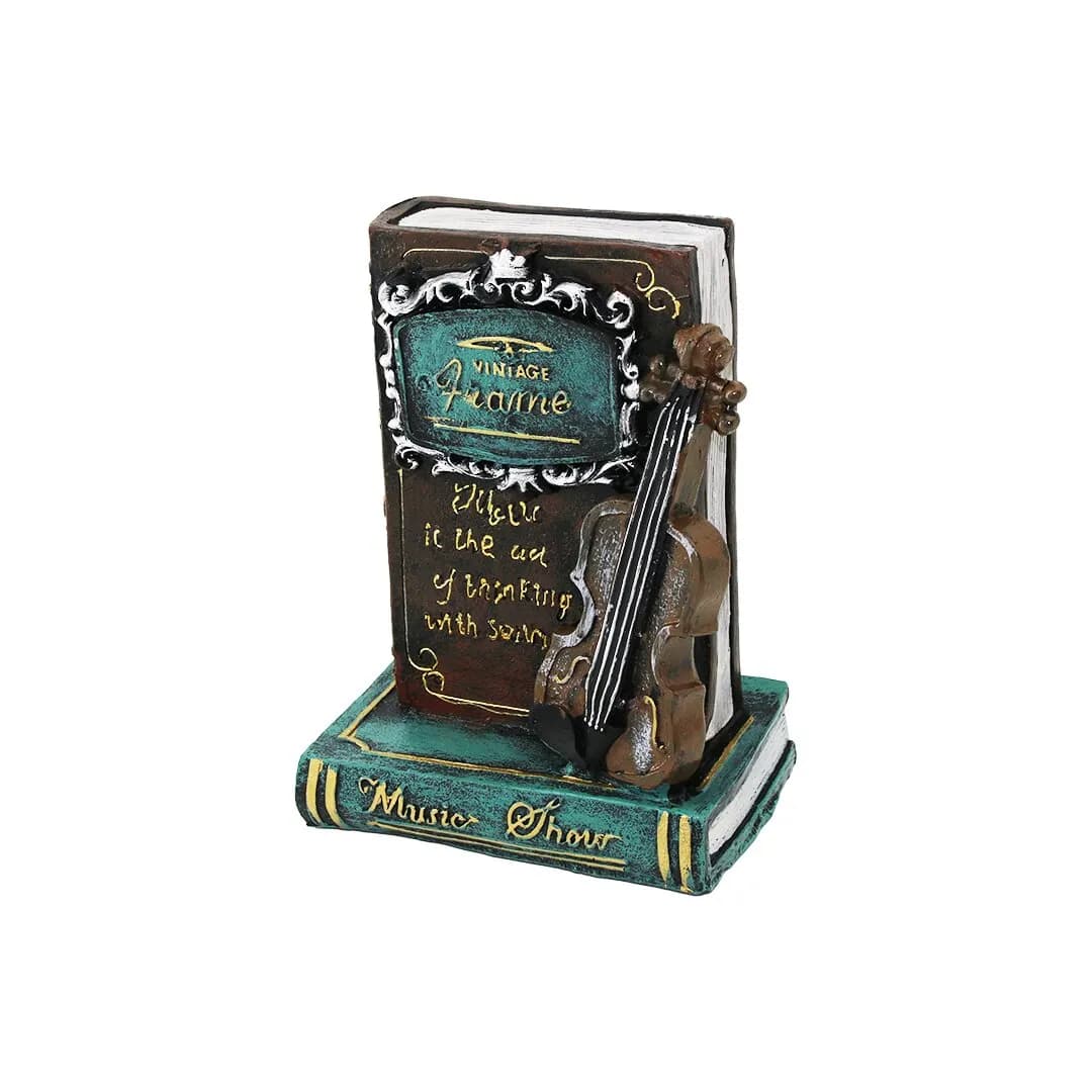 Gitar - Kitap Vintage Dekoratif Biblo - Kumbara 21X14X10CM Reçine — fotoğraf 1