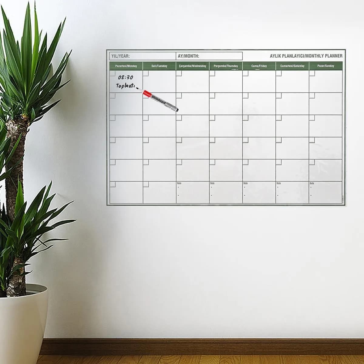 Manyetik Yapışkanlı Bir Aylık Program Planlayıcı Takvim 85x56 cm — fotoğraf 1
