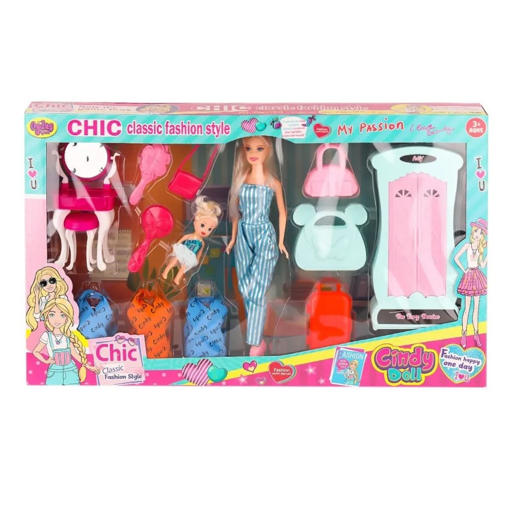 02259 Cindy Doll Dolaplı Bebek Oyun Seti -Oyuncak — fotoğraf 1