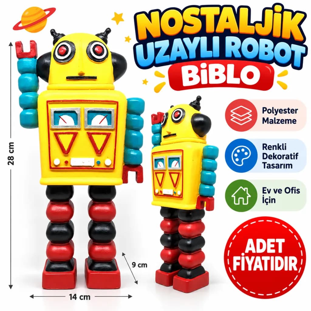 Nostaljik Uzaylı Robot Biçimli Dekoratif Figür Biblo — fotoğraf 1