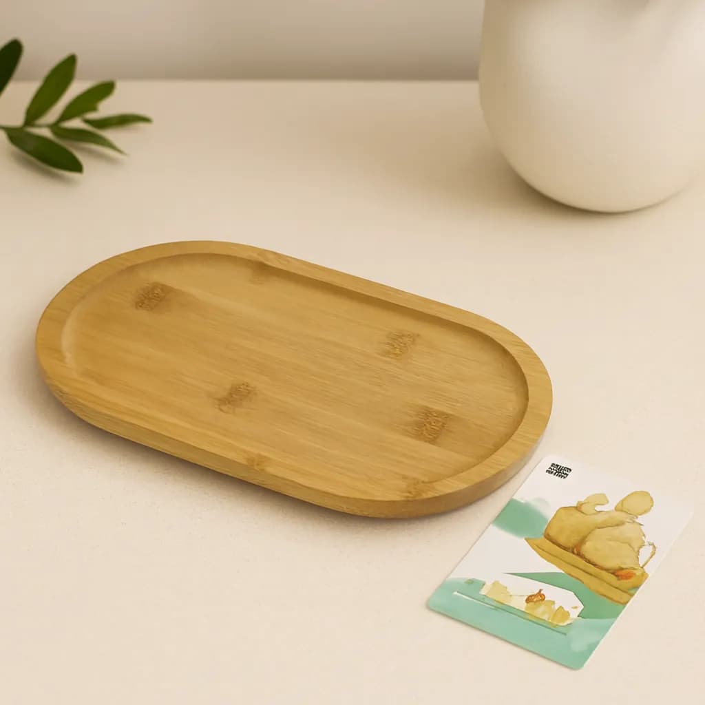 Ahşap Bambu Oval Mini Servis Tepsisi 25 x 14 x 1.4 cm — fotoğraf 1