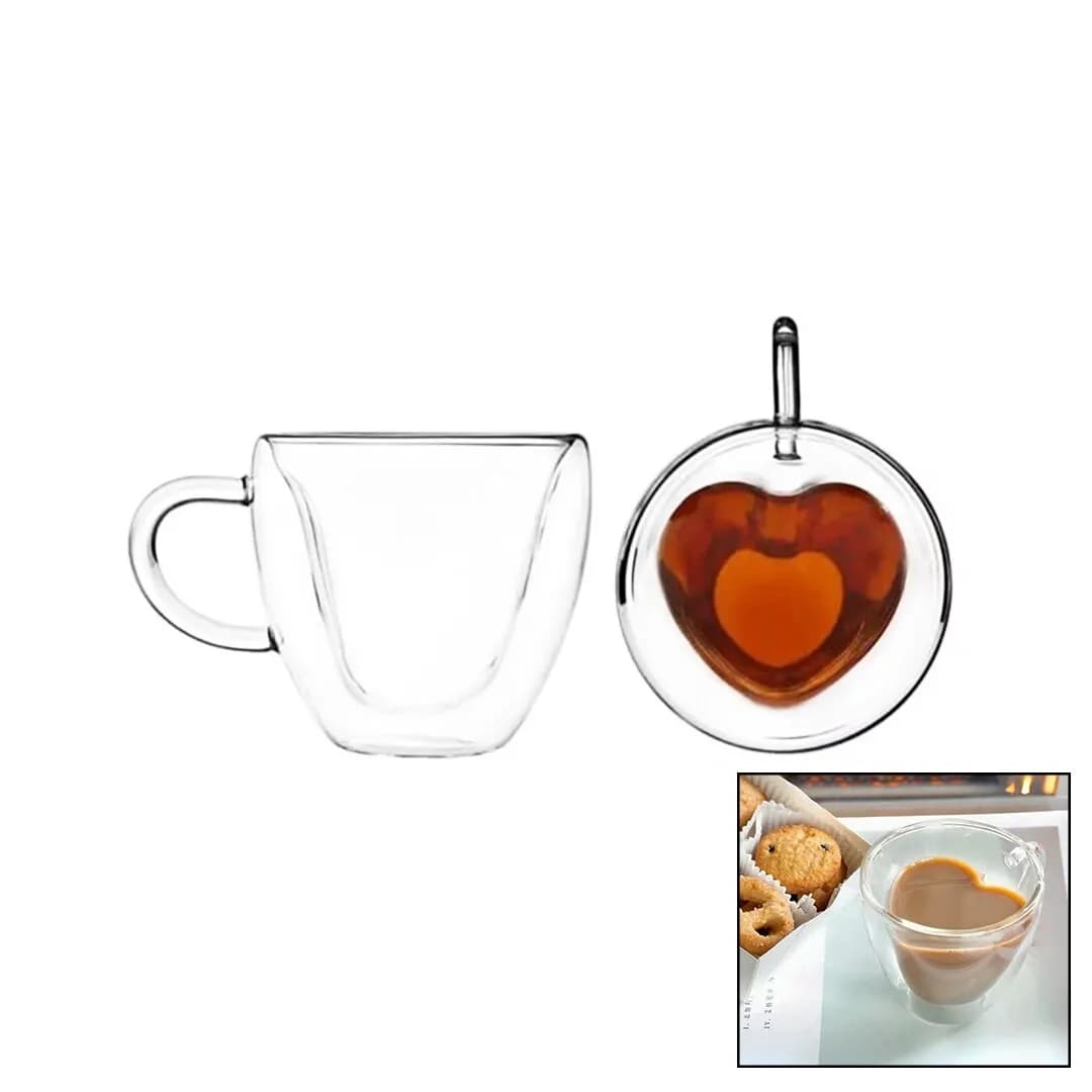 Kalpli Çift Cidarlı Kulplu Borosilikat Cam Bardak 120 ml — fotoğraf 1