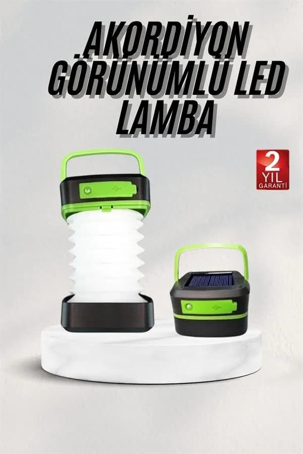 Katlanabilir Kamp Lambası Akordiyon Lamba Şarjlı 3 Kademeli Solar — fotoğraf 1