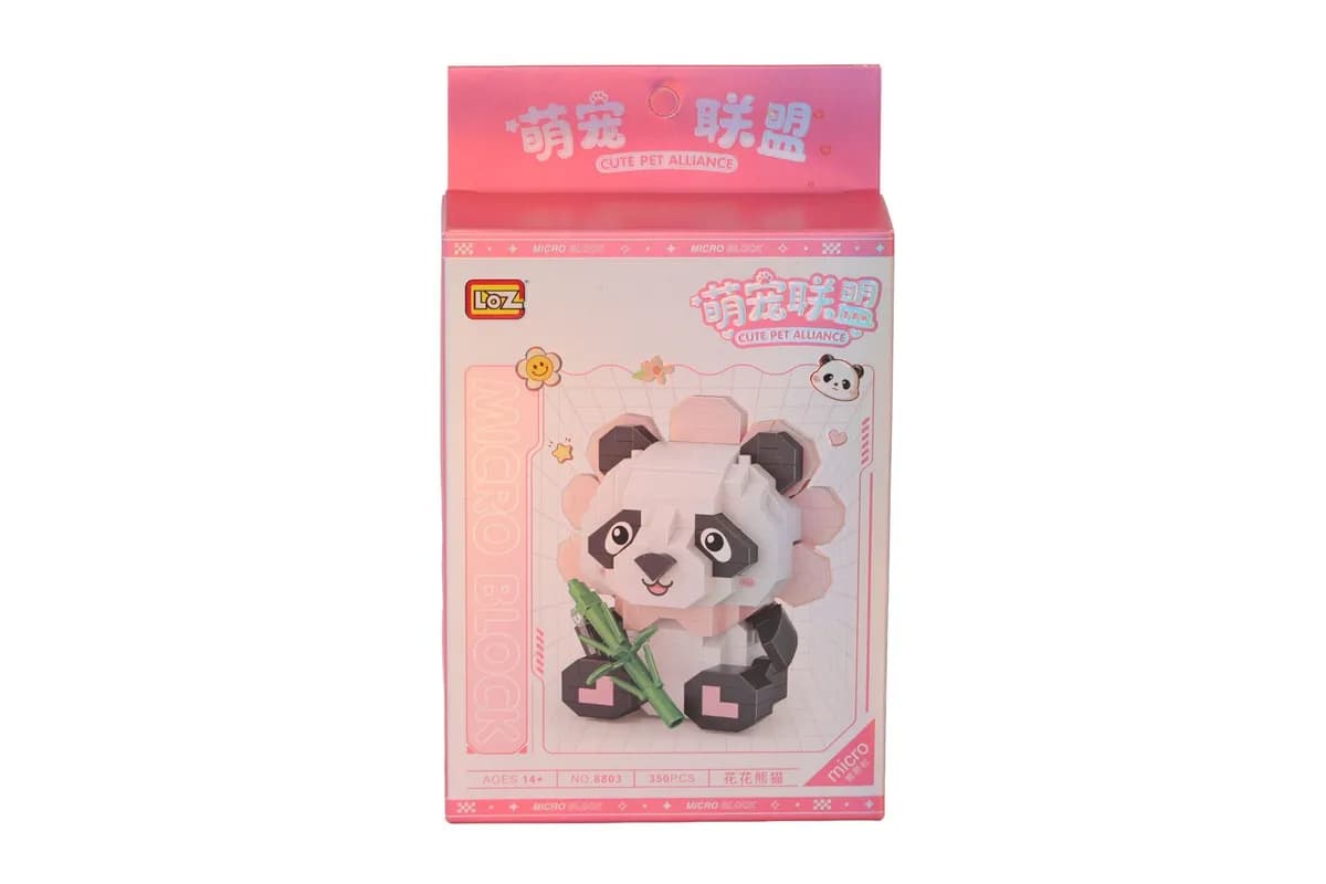 LZ-8803 Oturan Sevimli Çiçek Panda 350 Parça Block Oyuncak — fotoğraf 1