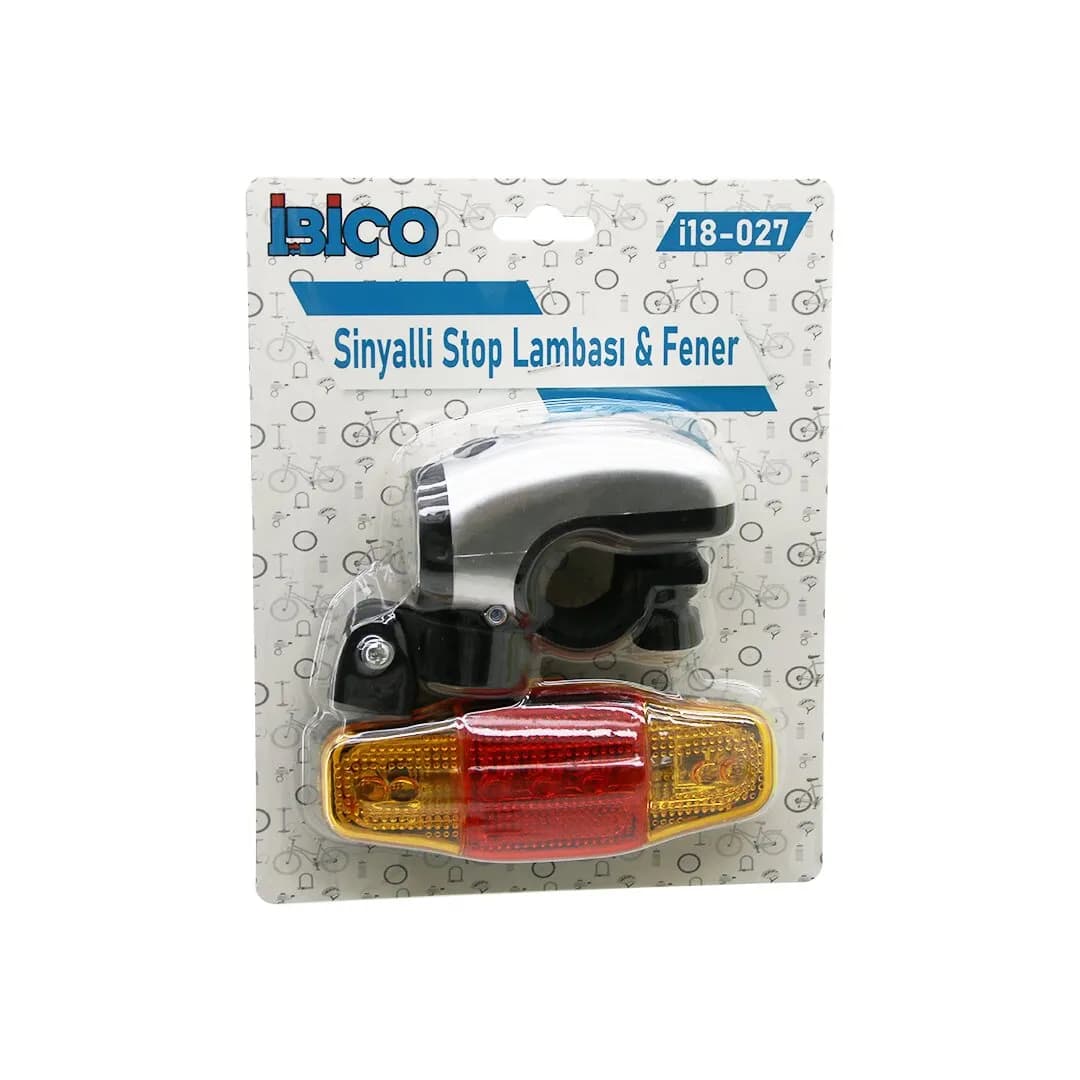 2İN1 Bisiklet 5 Led Fener - Sinyalli Stop Lamba Pilli — fotoğraf 1