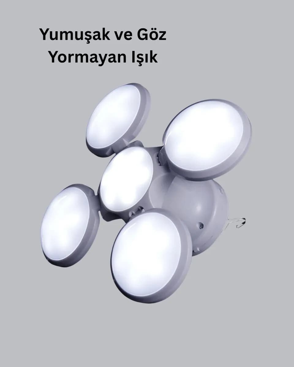 5 Kanatlı Solar Kamp Lambası – USB Şarjlı Taşınabilir Bahçe Lambası — fotoğraf 1
