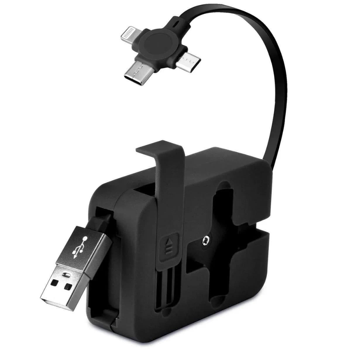 Cep Tipi Telefon Tutuculu Makaralı Uzayıp Kısalabilen 3'ü 1 Arada USB Şarj Kablosu — fotoğraf 1