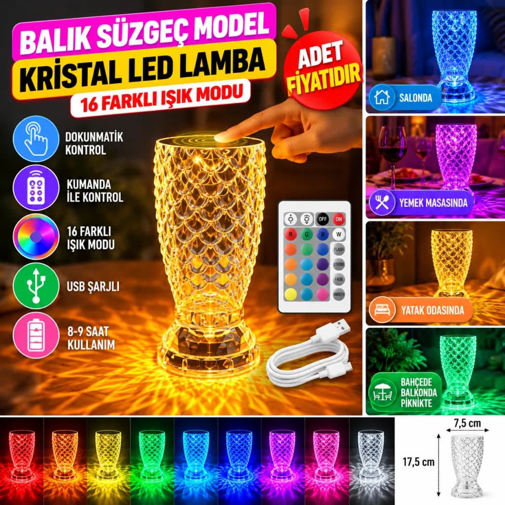 USB Şarjlı Kumandalı Dekoratif LED Masa Lambası — fotoğraf 1