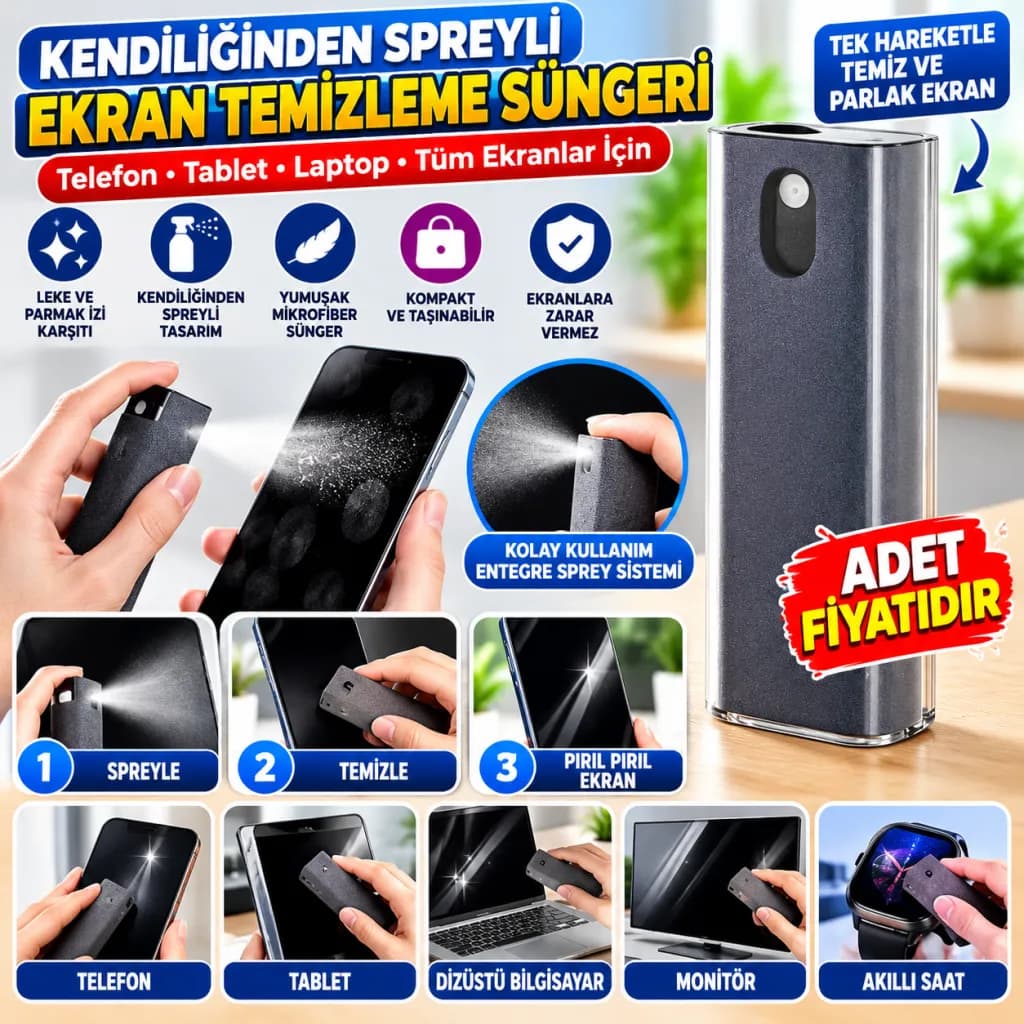 Telefon,Tablet Ekranı İçin Kendiliğinden Spreyli Ekran Temizleme Süngeri — fotoğraf 1