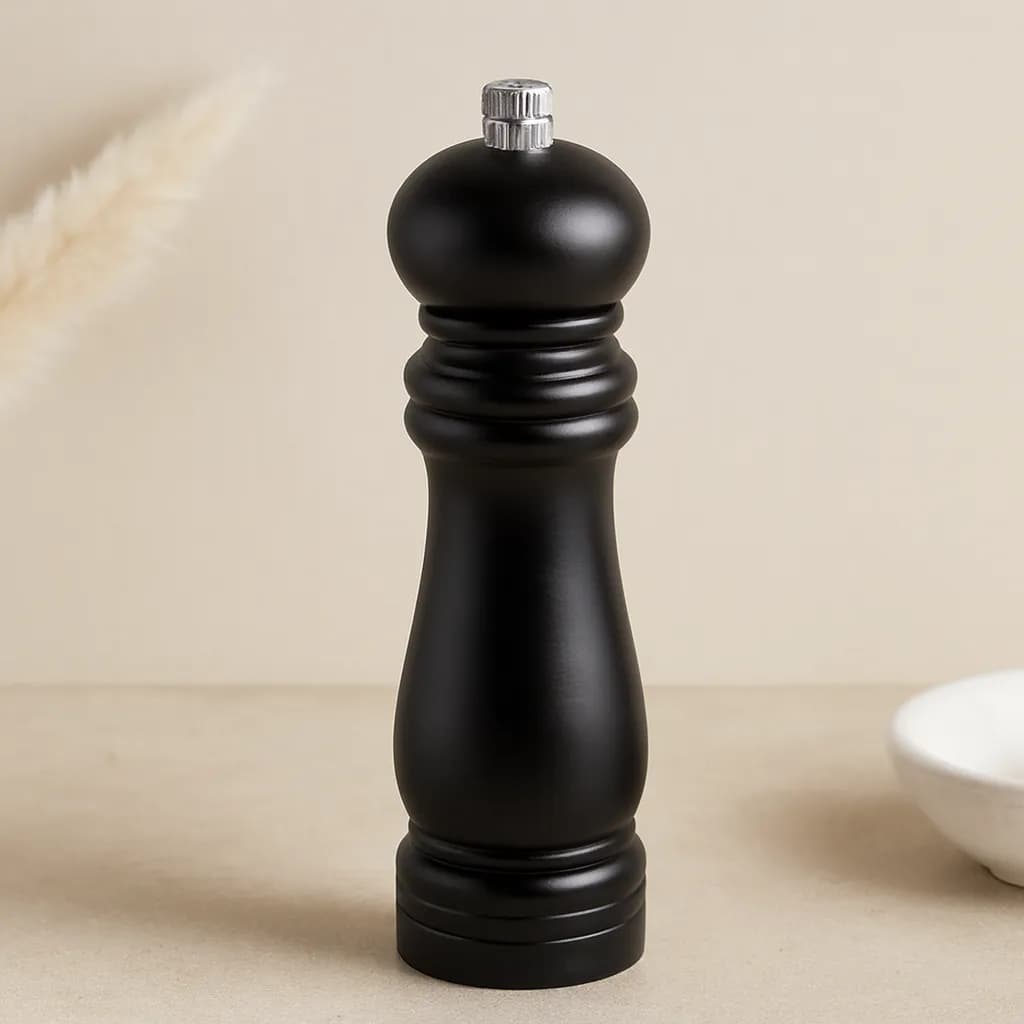 Küçük Siyah Ahşap Tuz ve Baharat Öğütücü (Çap 4.5 cm, 15.5 cm) — fotoğraf 1