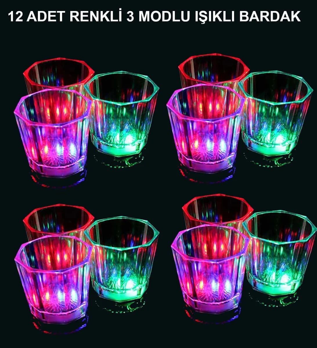 LED Işıklı Eğlence Bardakları - 3 Modlu Renk Değiştiren Bardak — fotoğraf 1