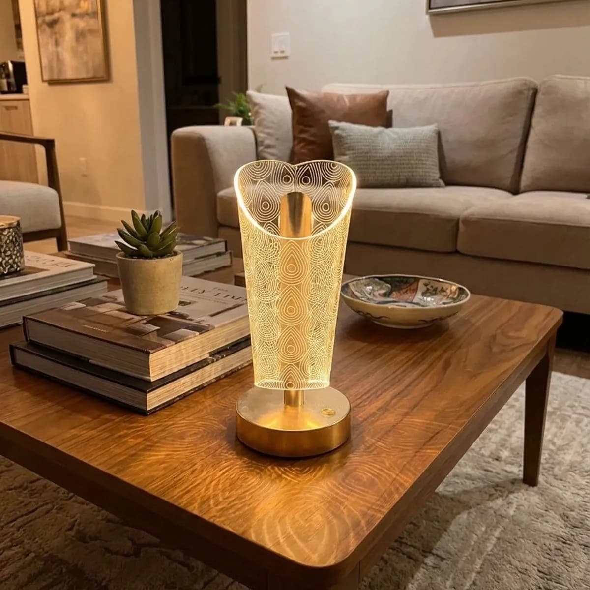 Açık Silindirik Kristal Damla Model LED Masa Lambası – Gold Tabanlı, Dokunmatik, 3 Renk Işık Modlu, Şarjlı Modern Dekoratif Gece Lambası — fotoğraf 1