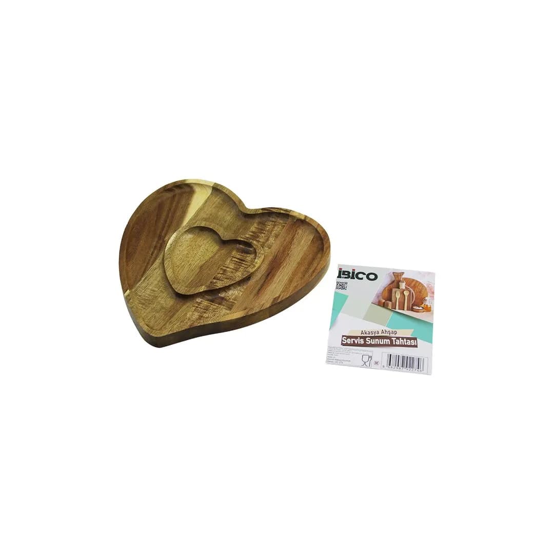 Akasya Kalp Model 2 Bölmeli Servis Tepsisi 20.5 x 19.5 x 1.4 cm — fotoğraf 1