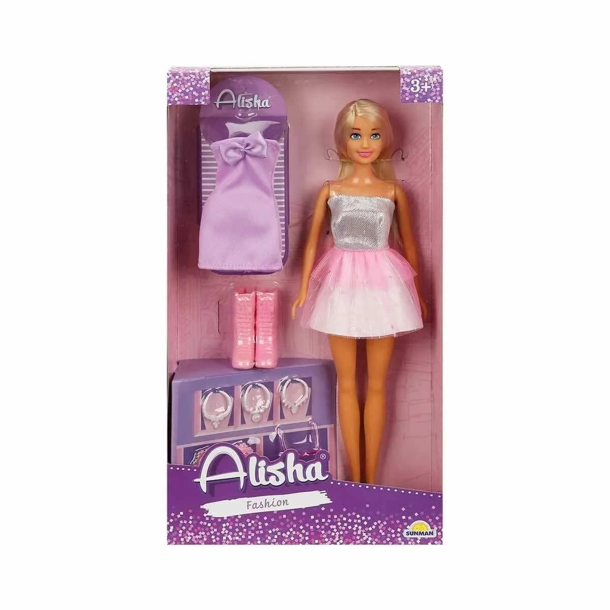 01423 SUN-RST-SIS-MNK- Alisha Gece Elbiseli Bebek Seti 29cm - Sunman — fotoğraf 1