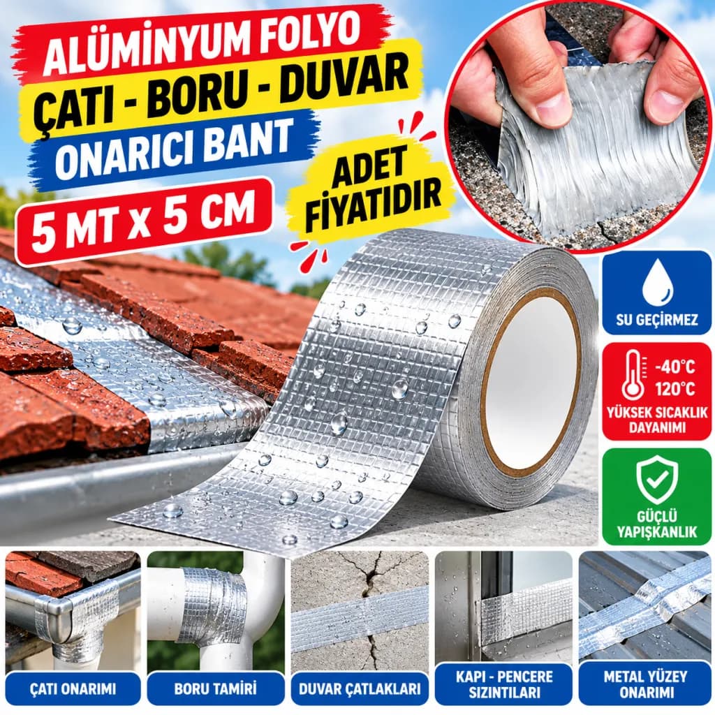 Yapışkanlı Folyo Tamir Bandı 5 cm — fotoğraf 1