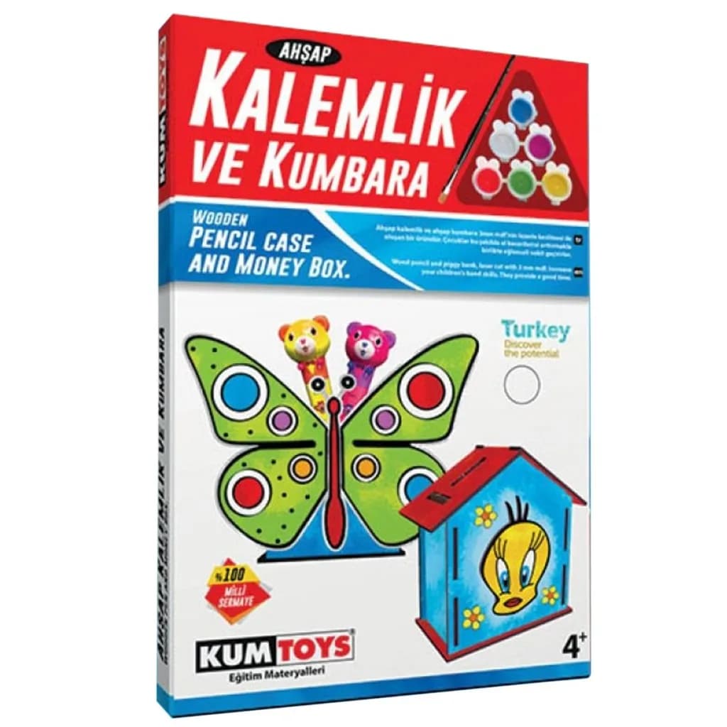 5304 Ahşap Kalemlik ve Kumbara Seti — fotoğraf 1
