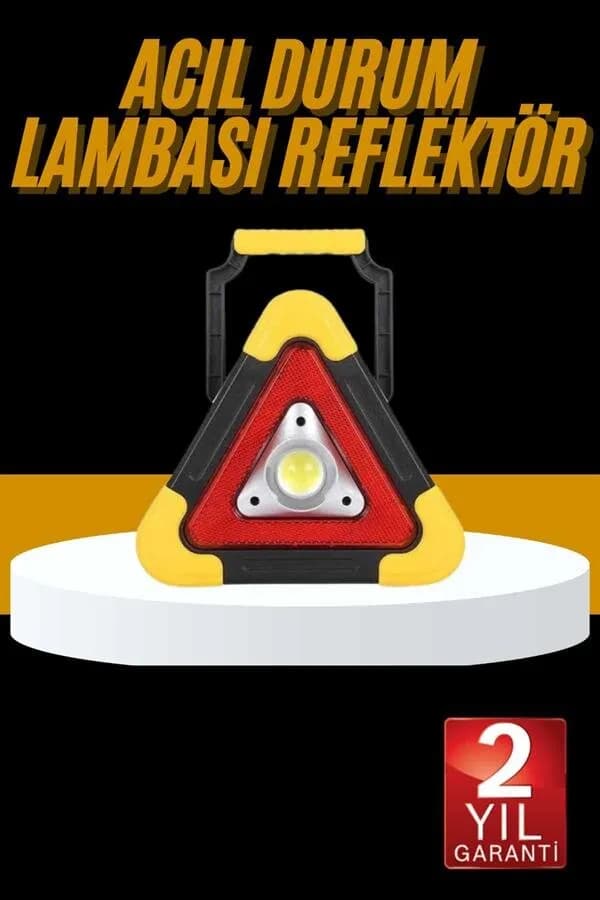 Reflektör Işıklı Ikaz Lambası Şarjlı Çok Fonksiyonlu Işıklı Üçgen Reflektör — fotoğraf 1